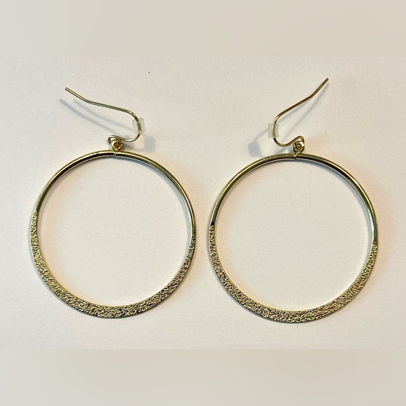 Marlyn Schiff | Gold 2” Hoops | Textured Lower | Gold - Picture 1 of 2